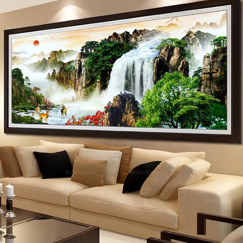 5D DIY Алмазная вышивка набор для рисования с круглыми камнями и полотном пейзаж