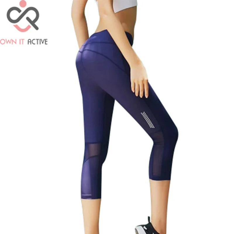 Новинка 2019 женские спортивные Леггинсы для фитнеса бега йоги сетчатые штаны до