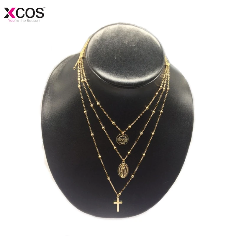 Boho круглый крест многослойное ожерелье с подвеской для женщин 2018 богемное