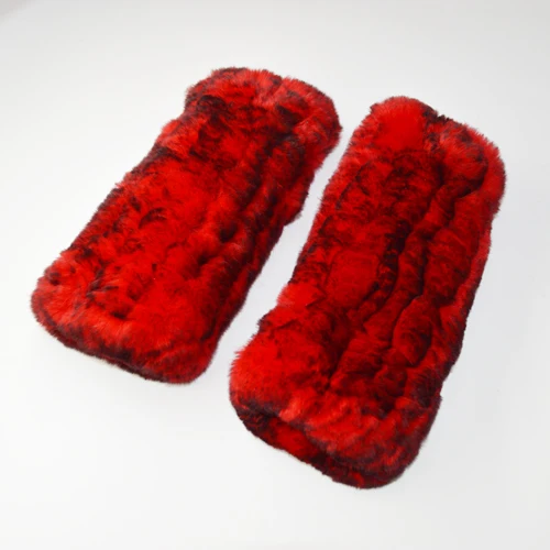 red Новинка Хорошие эластичные Для женщин из натурального меха кролика Рекс, перчатки, варежки без пальцев модные зимние утепленные сапоги с мехом кролика меховые варежки - Цвет: red