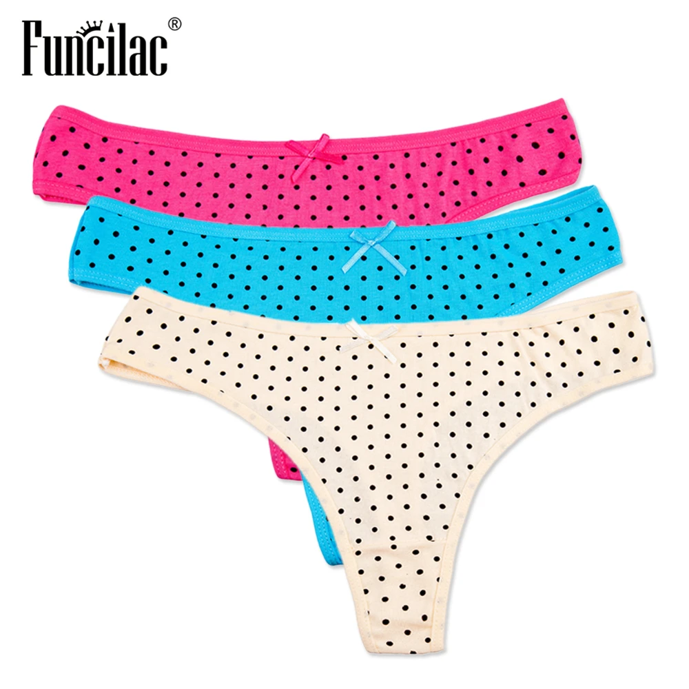 FUNCILAC женское нижнее белье сексуальные в горошек g стринги хлопковые дышащие