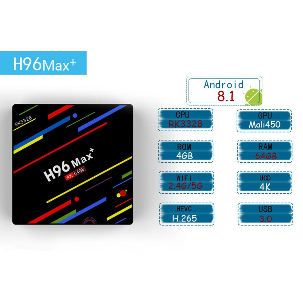 HUACP 4 ГБ + 64 RK3328 Двойной Wi Fi Android 8 1 Smart ТВ коробка H96 MAX плюс с 2 г голос дистанционного