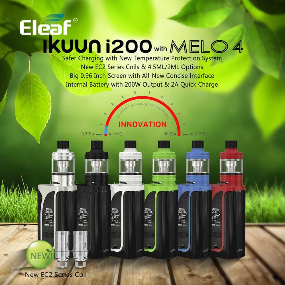 Французский оригинальный Eleaf iKuu i200 с MELO 4 kit 4600 мАч встроенный аккумулятор 5 мл Melo