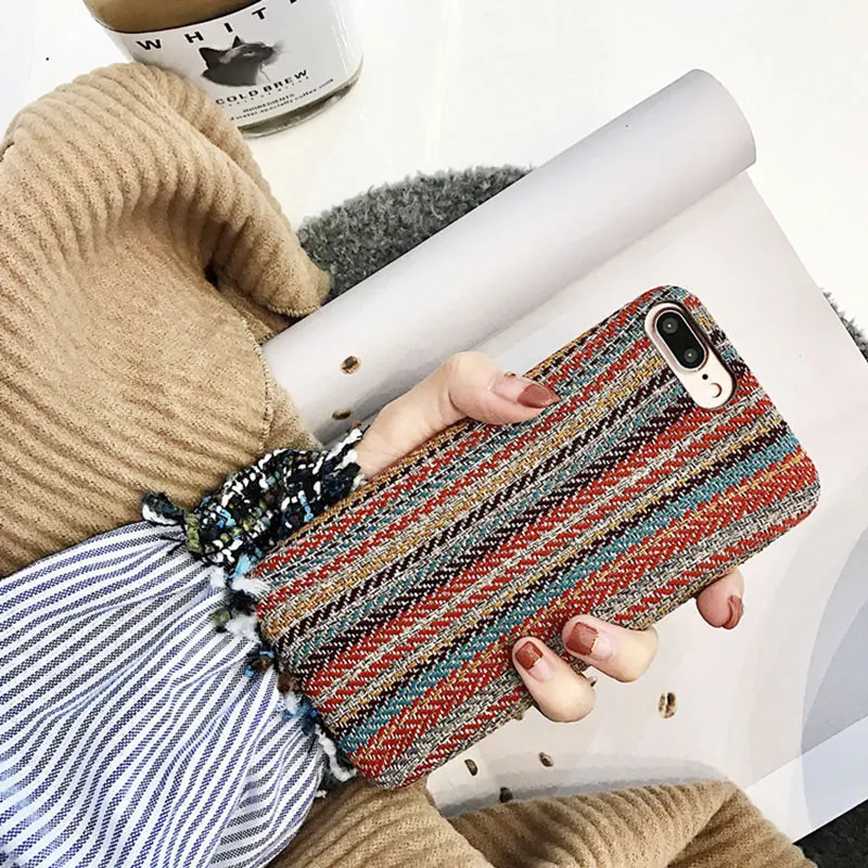 Винтажный цветной тканевый чехол Boucho для iphone XS MAX XR X 6/7/8 plus чехлы телефонов 6 6s 7 8 Plus