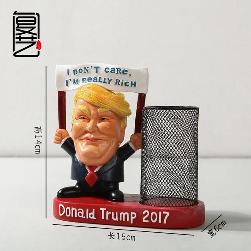 Креативная Смола Кукла Трамп мультфильм персонаж статуя Трамп Модель Кукла поза новые аксессуары мебель скульптура украшение ручной работы - Цвет: Темно-коричневый