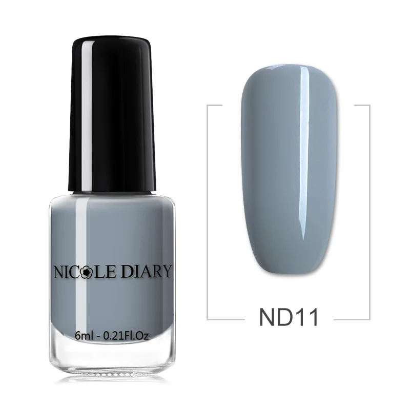Gray ND11 NICOLE DIARY 73 цвета лак для ногтей красный серый блеск жемчужины для дизайна ногтей лак на водной основе маникюр лак для ногтей 6 мл - Цвет: Gray ND11