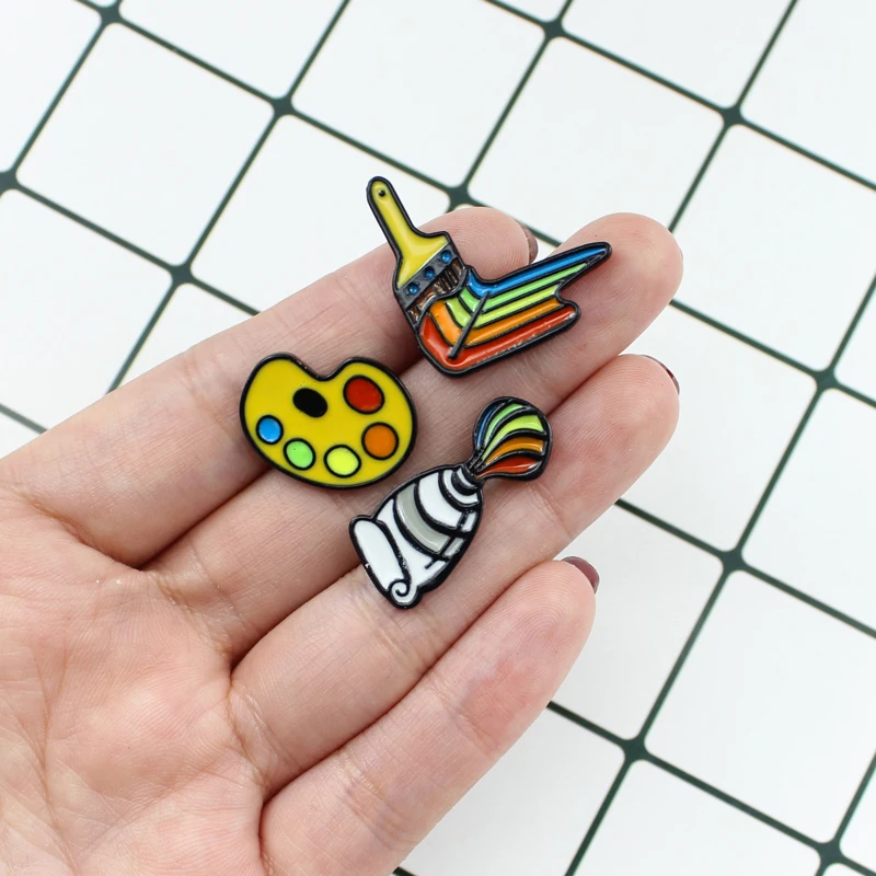 Милый Цвет палитра щетка насадка комплект из 3 предметов Брошка мультфильм