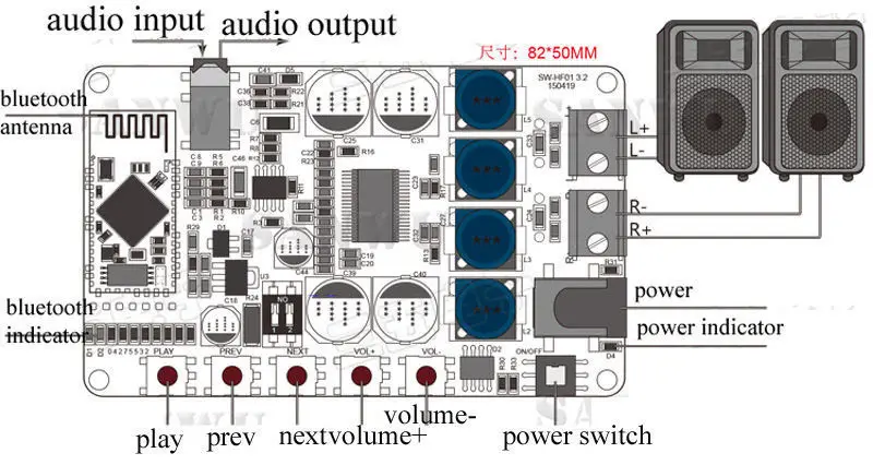TDA7492P 50WX2 Беспроводной Bluetooth 4 0 аудио приемник Цифровой усилитель доска 12 В