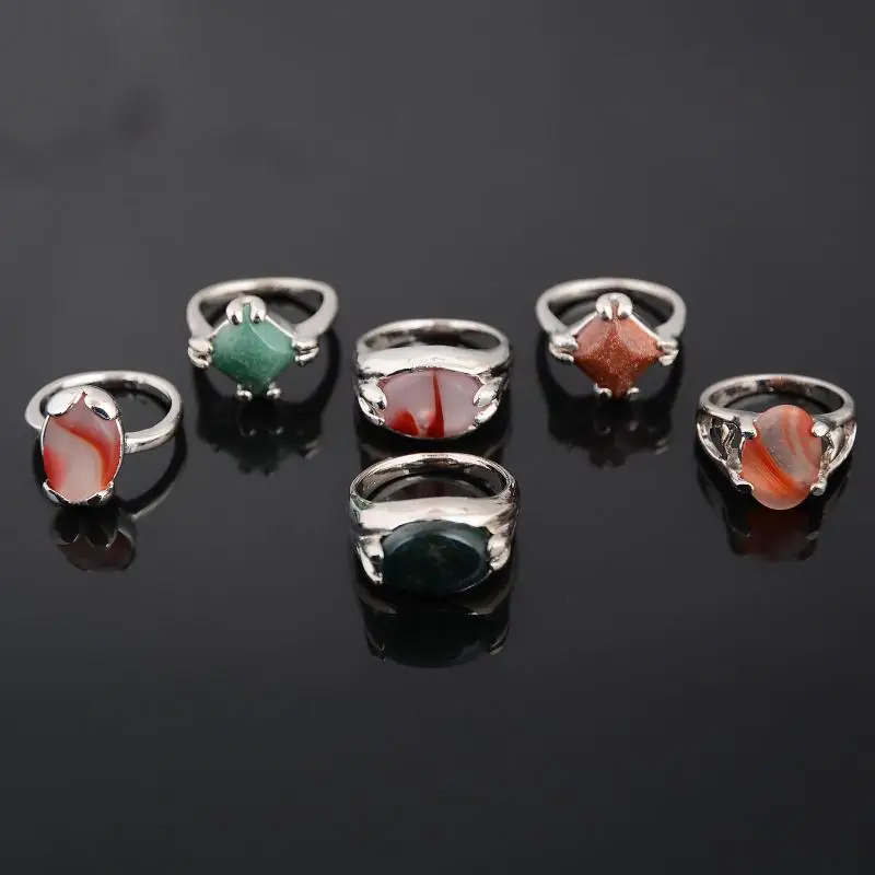 Женское кольцо из натурального камня с цирконием Смешанная форма аксессуары для