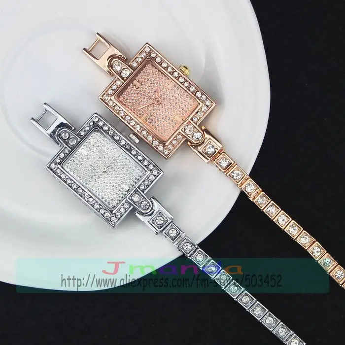 Часы наручные женские с квадратным циферблатом золотистые/серебристые 50 шт./лот |