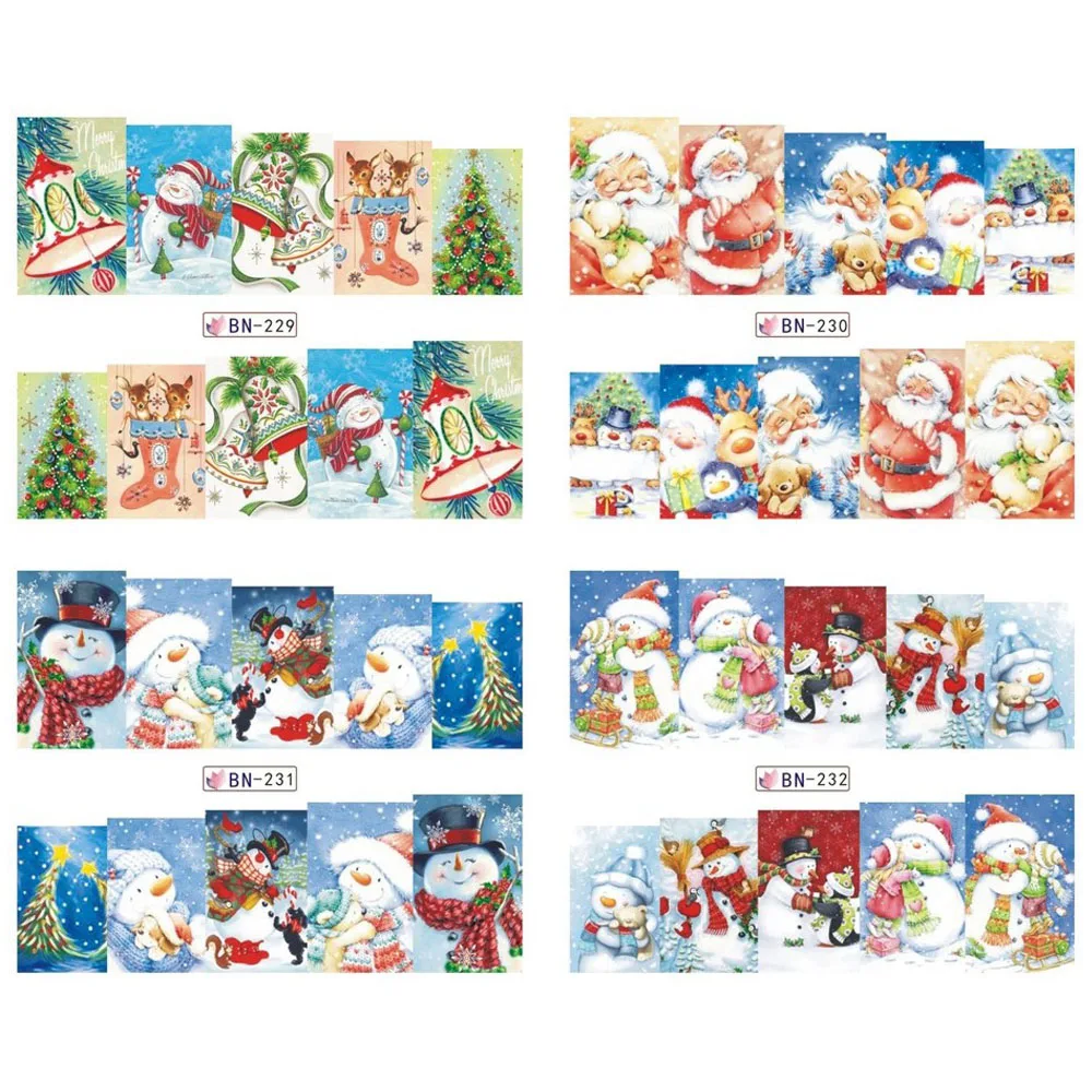 12 шт./лот рождественские элементы наклейки для ногтей рисунок Санта-Клауса