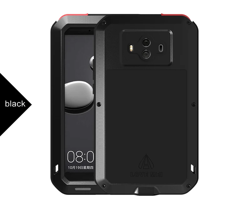Love Mei металлический чехол для huawei mate 10 Pro противоударный чехол для телефона для huawei mate 10 Pro полный корпус Прочный противоударный защитный чехол - Цвет: Черный