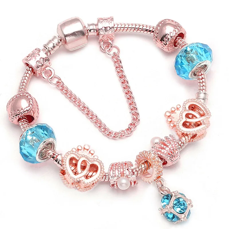 TOGORY винтажный цвет серебра талисман браслет для женщин с цветком кулон и розовое