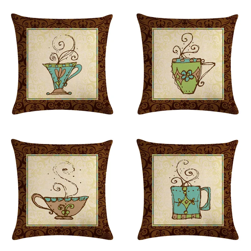 

Vintage Wooden Cushion Cover Hot Chocolate Coffee Cup Pillowcase Pillow Cover Home Decorative Throw Pillows