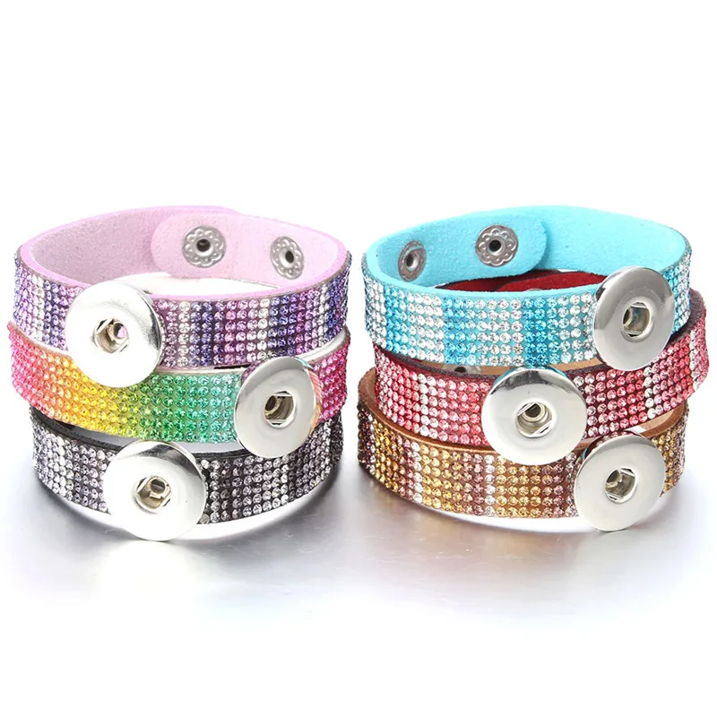 Женский кожаный браслет с кристаллами в стиле панк бриллиантами диаметром 18 мм