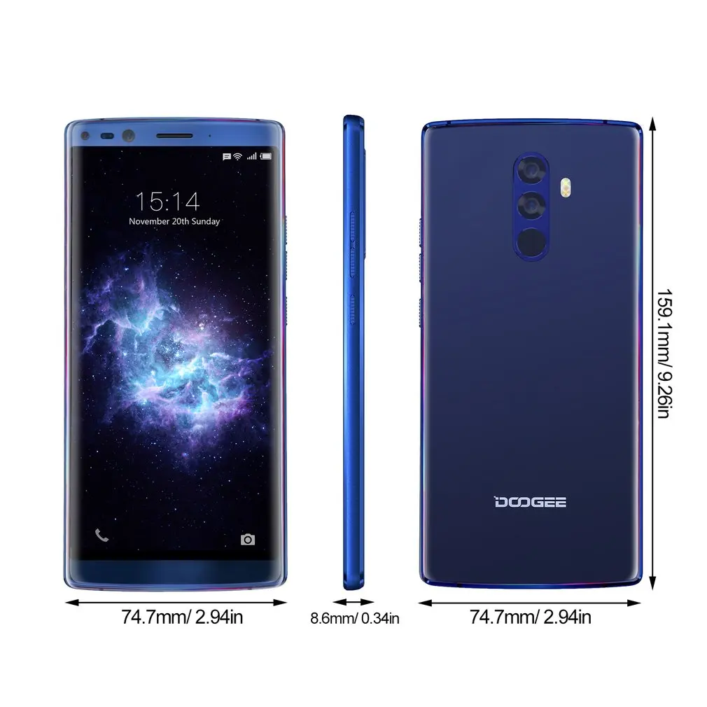 DOOGEE Mix 2 Android 7 1 4060 мАч Helio P25 Восьмиядерный 6 г + 64 смартфон 5 99 дюймов Full HD Дисплей 16 0 13