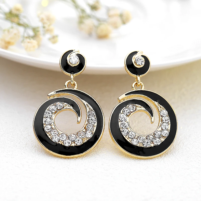 Богемные серьги гвоздики ручной работы стразы для женщин круглые с кристаллами