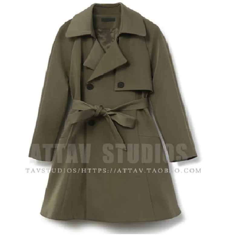 Новый осенне зимний Женский Тренч Vestido большие размеры модный двубортный с