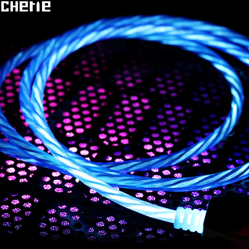 Cherie Oneplus LED Type C зарядный кабель Micro USB для Samsung Xiaomi Huawei Android загорается Кабель