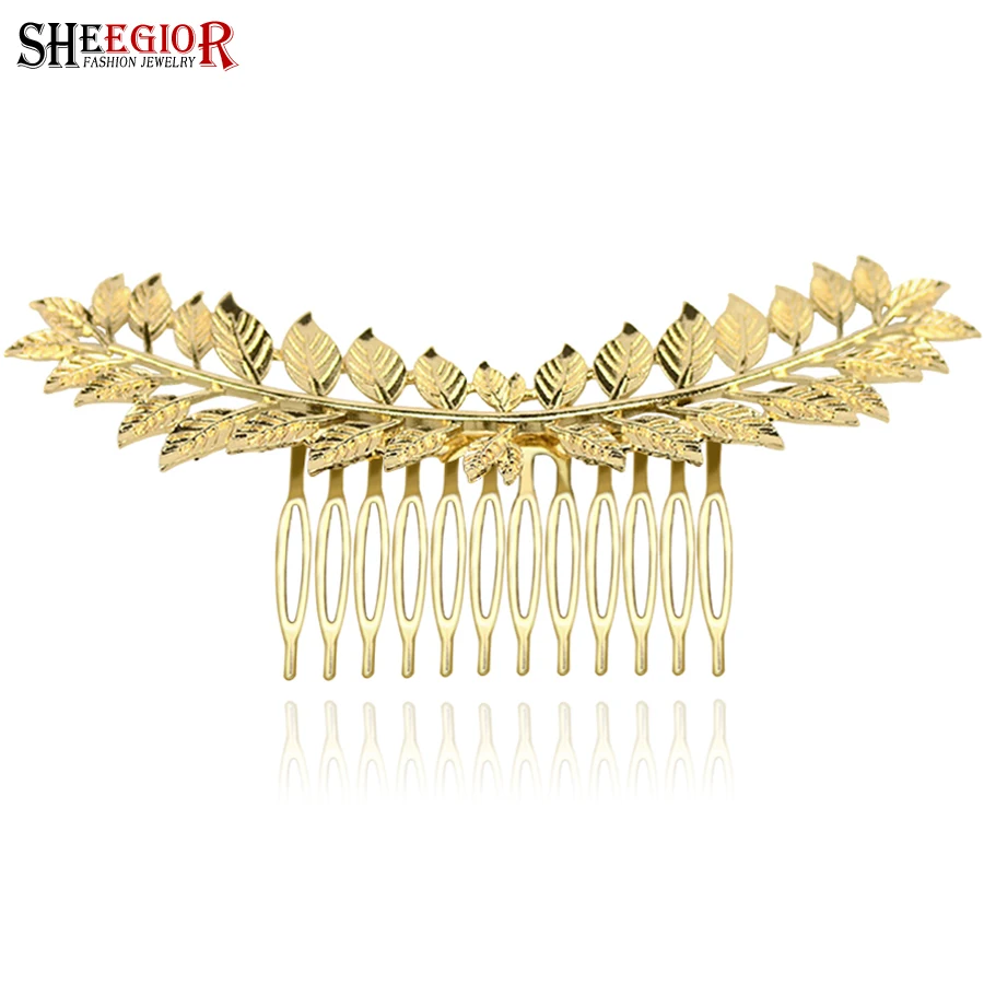 

Gold color Branch Leaf Big Hair Comb Wedding Bridal Crown Hair Accessories For Women Fashion Alloy Hair Jewelry Friendship Gifts
