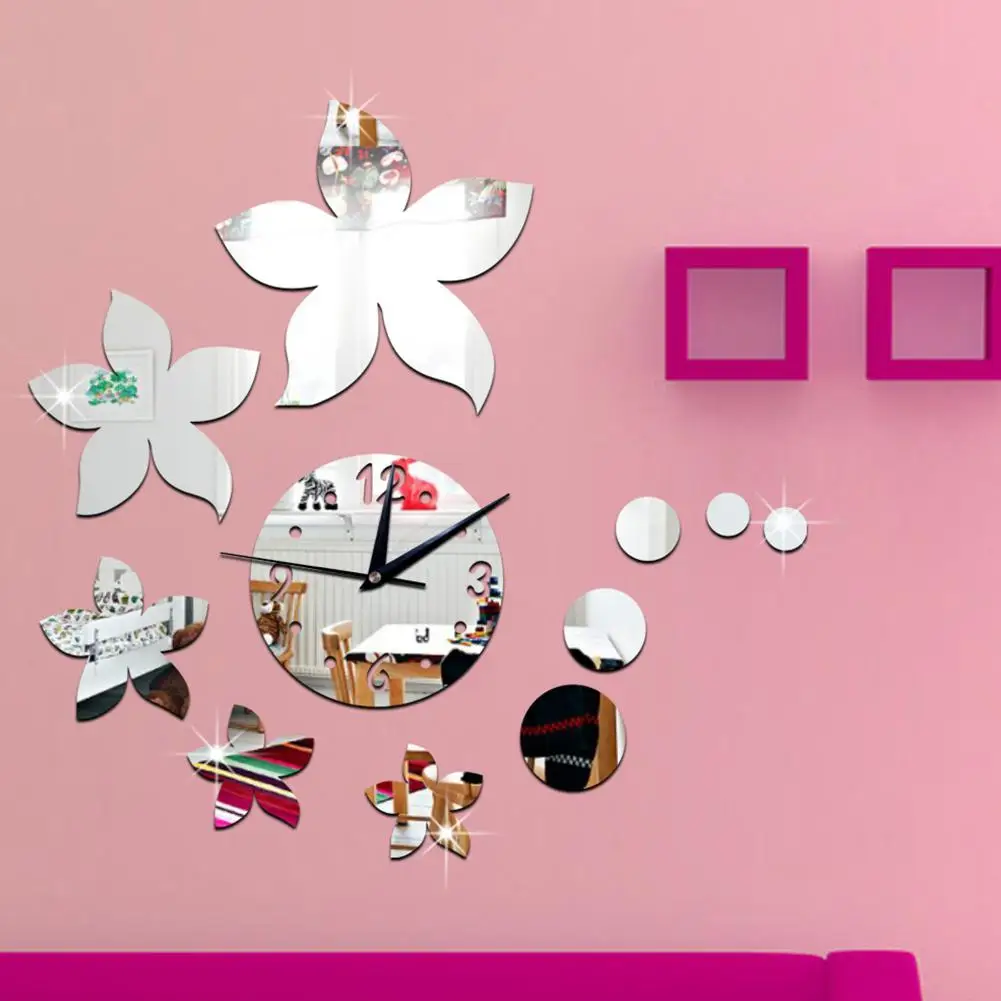 DIY настенные часы наклейки на стену bauhinia зеркальные Экологические акриловые