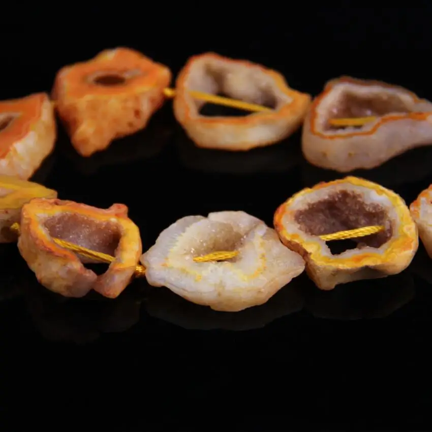13-15 шт/пряди оранжевый кулон agates Druzy Geode плиты в произвольной форме самородок