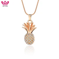 crystal pineapple necklace for women rose gold colors fruit pendant clear crystal necklaces women party fashion jewelry gift