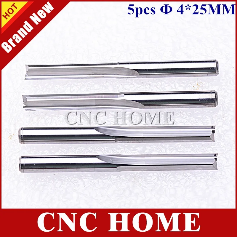 5pcs 4*25MM 2 Flutes Straight Slot Carbide Milling Cutter Foam Cutting Tools CNC Router Bits on Carving Engraving Machine | Инструменты