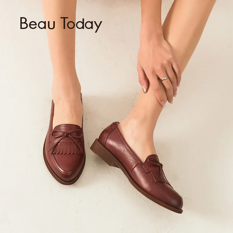 Женские лоферы с бантом бабочкой BeauToday весенние слипоны ручной работы из