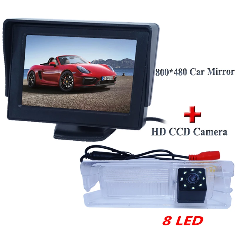 

Shock-proof car reversing camera 8 led lens +4.3" car monitor for Nissan March for Renault Logan for Renault Sandero