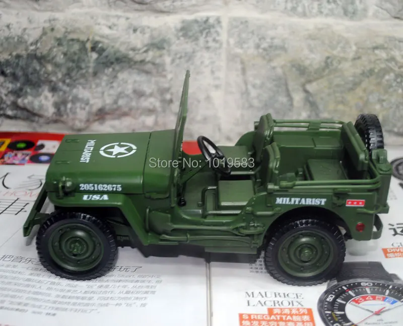 YJ 1/18 Scale World War II U. S. Army Willys JEEP Diecast Metal Car Model Toy New In Box For Collection/Gift/Kids |