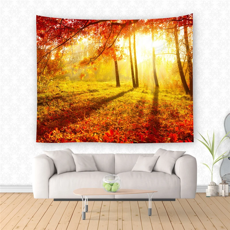 Forest View Deer Printed Wall Hanging Tapestry for Living Room Home Decor Bikini Beach Cover Bed Sheet Yoga Picnic Mat | Дом и сад