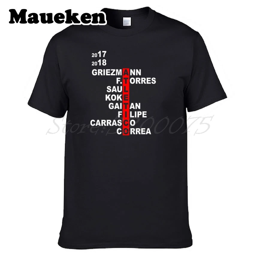 Мужская футболка с кроссвордом Griezmann Filipe Atletico Koke Saul F. Torres Carrasco Correa Gaitan модель 2017/2018