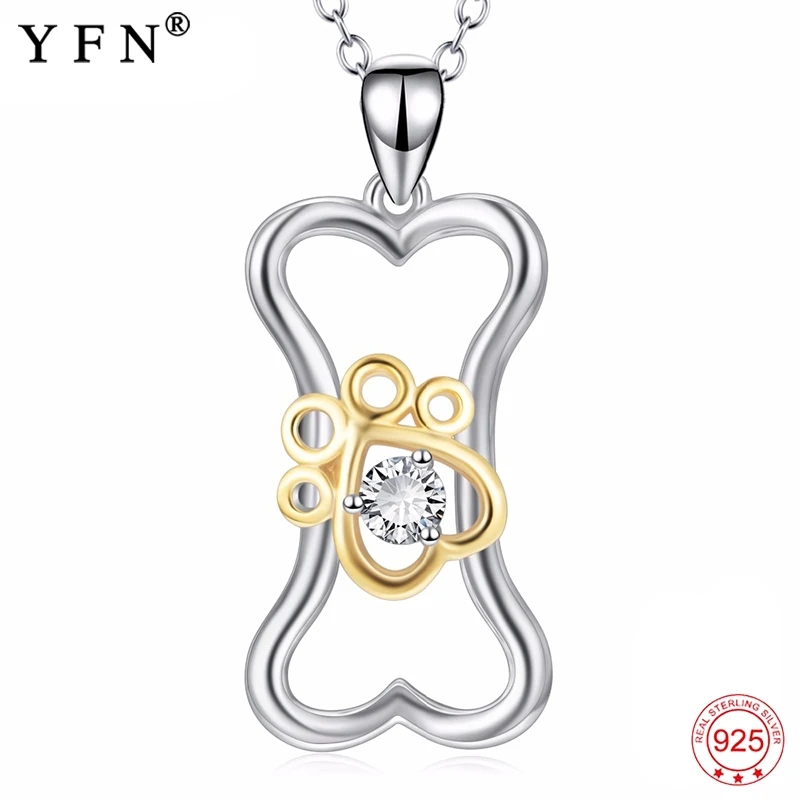 Женское ожерелье из серебра 100% пробы с кулоном в виде кости собаки|necklaces for