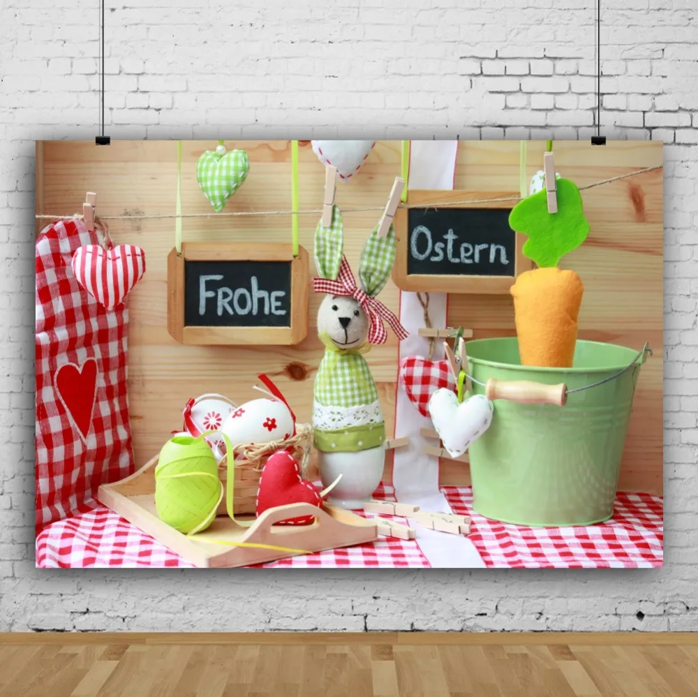 Laeacco Frohe Ostern счастливый Пасхальный день яйца кролик любовь сердце деревянная
