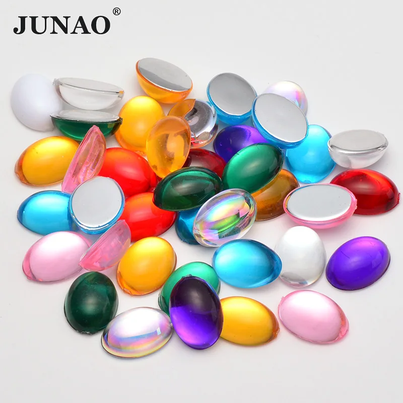 JUNAO 10x14 мм 13x18 разноцветный Кабошон Стразы акриловые драгоценные камни с плоской