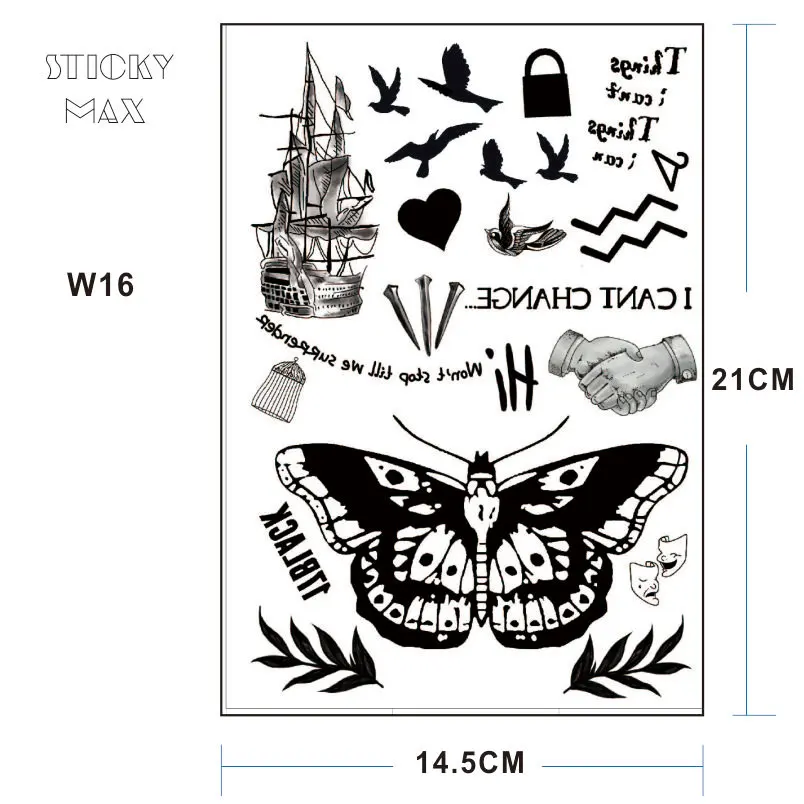 Временная татуировка с бабочкой кораблем и рисунком ногтей маленькие пропорции