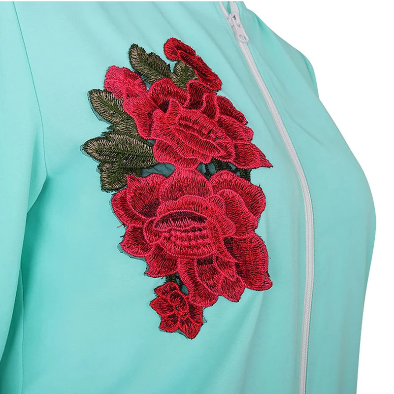 Мода 2017 Осень Винтаж розы Embroidered Bomber ватник Для женщин пальто из основной