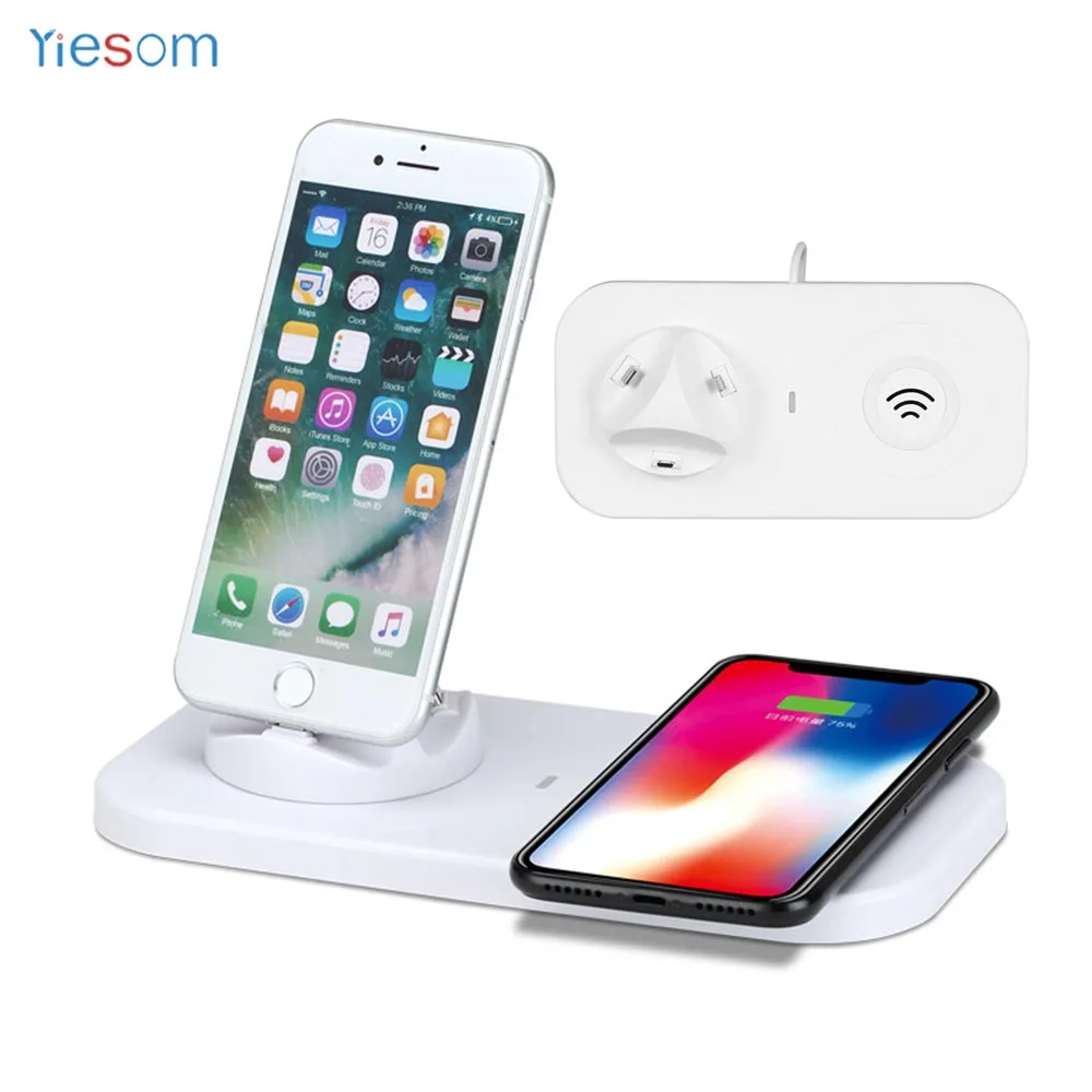 3 в 1 Micro/Type C/ISO Зарядное устройство Док станция для беспроводной зарядки USB кабель