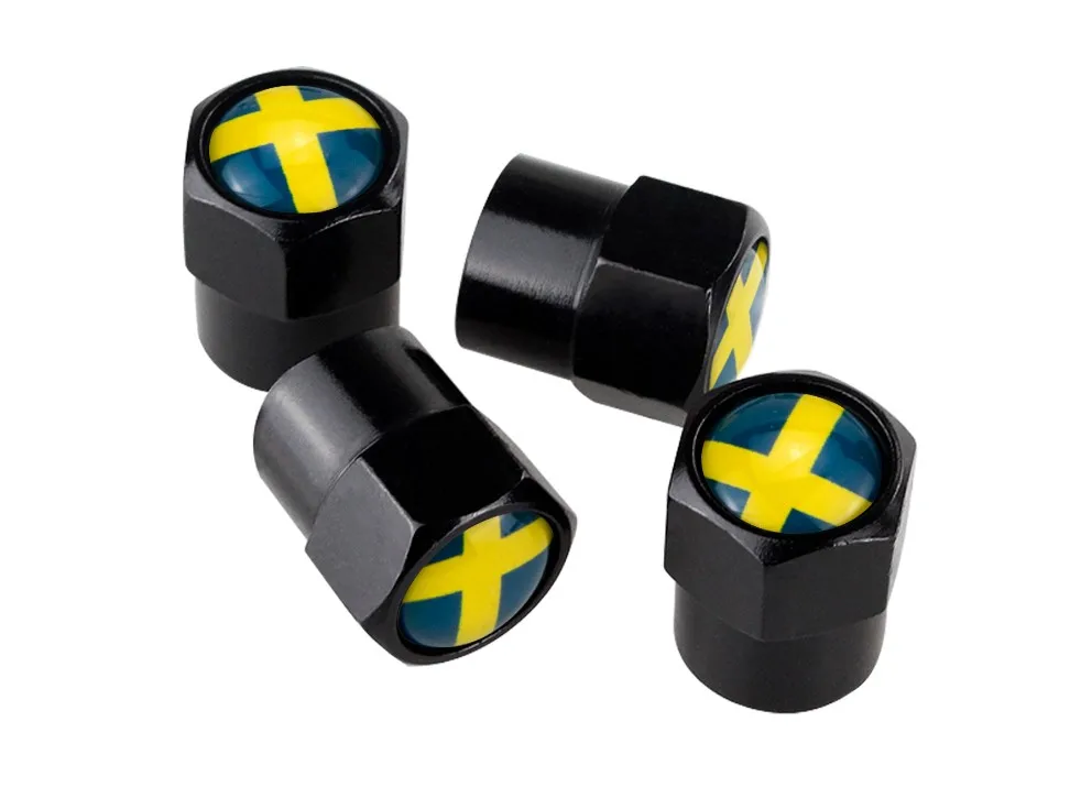 Black Sweden Авто украшения воздушный клапан крышка s Испанский флаг логотип для Volkswagen hyundai Opel, Peugeot Ford Toyota Volvo Seat Renault колпачок колеса - Цвет: Black Sweden