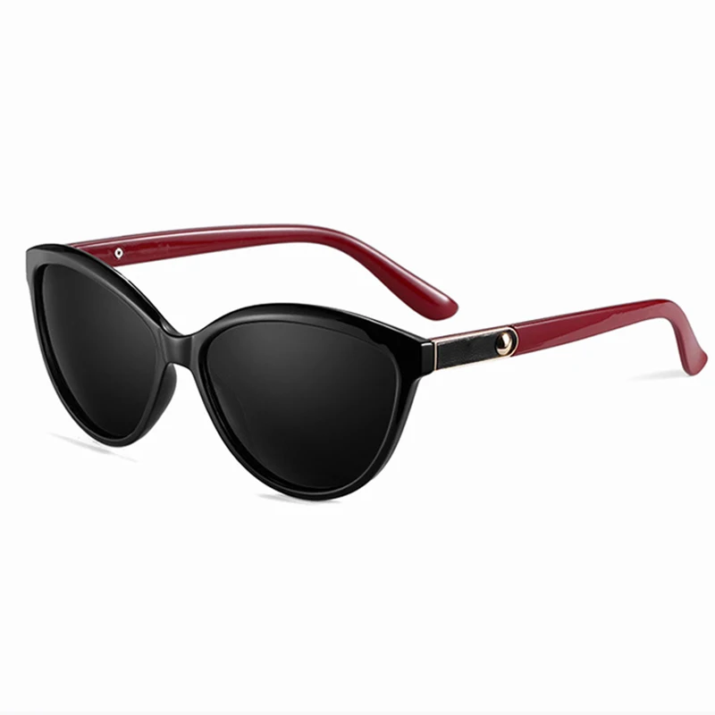 Black Red Black Роскошные HD поляризованные женские солнцезащитные очки, модные женские винтажные брендовые дизайнерские очки кошачий глаз, женские солнцезащитные очки oculos - Цвет линз: Black Red Black