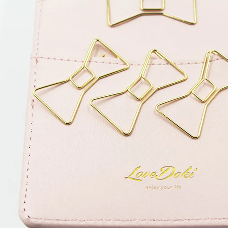 Lovedoki Cute Paper Clips Bookmark Gold Bow Clip Notebook Diy Accessories Bookend Metal School Office Supplies |
