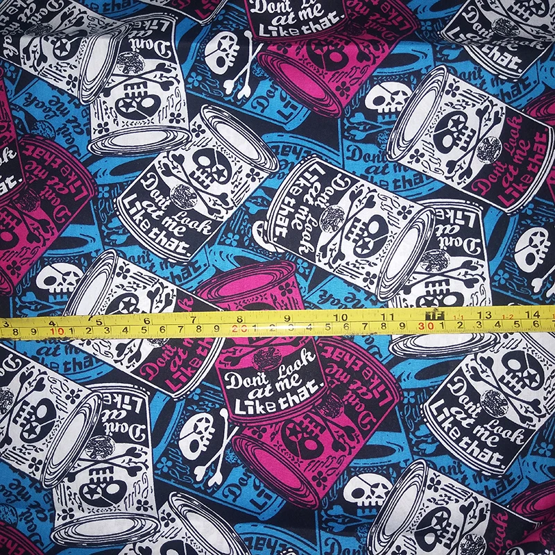Новая хлопчатобумажная ткань с принтом черепа крутая материал для шитья сделай