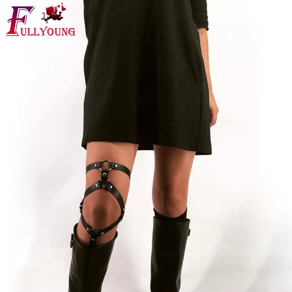 Fullyoung Leg HARNESS 2 PCS Underwear Lingerie Garter Belts Sexy Women Waist To Leg Bondage Cage Straps Metal Clip Body Belts