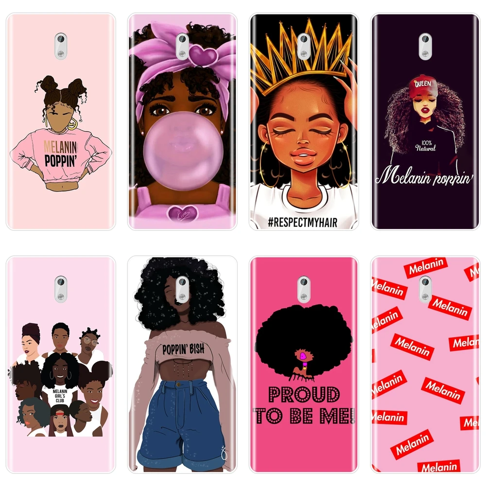 Черный чехол Melanin Poppin для девушек, задняя крышка для Nokia 1 2 3 5 6 8, мягкий силиконовый чехол для Nokia X6 7 Plus, чехол для телефона
