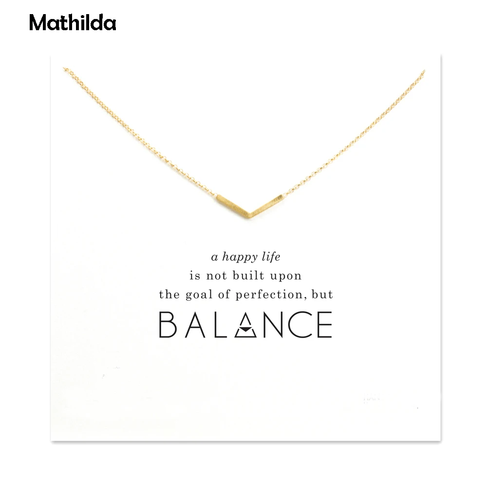 Горячая продажа сверкающий баланс V ожерелье Золото окунутый кулон ключицы цепь