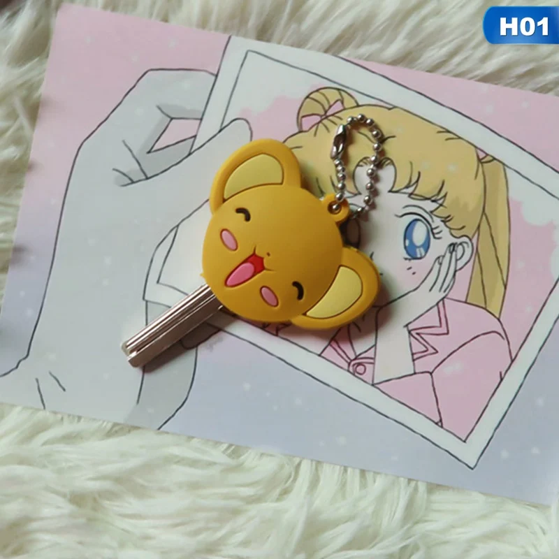 Мультфильм аниме Волшебная карта девушка ключ крышка Kawaii Мода брелки силиконовые крышки для ключей Косплей брелок кулон резиновый мопс
