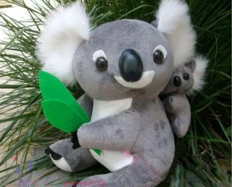 

lovely gray koala plush toy stuffed koala doll with a baby on the back birthday gift about 28cm