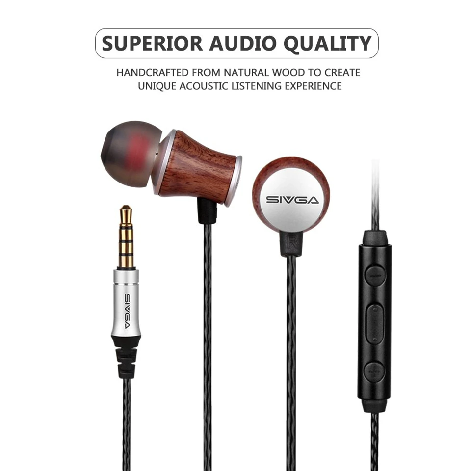 SIVGA M006 из розового дерева наушники вкладыши стерео бас HIFI Fever динамические