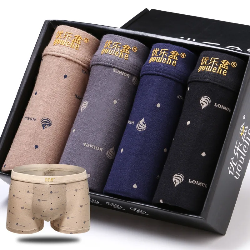 2018 трусики mens 4pcs / много органических природных хлопок боксеров boxershorts